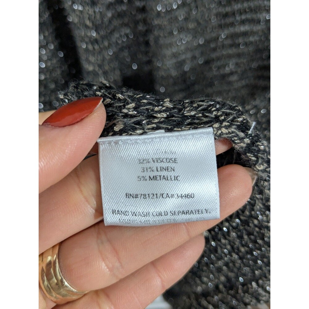 Eileen Fisher Women Linen Blend Metallic Bronze Open Front Knit Cardigan Sz XL - Picture 6 of 7